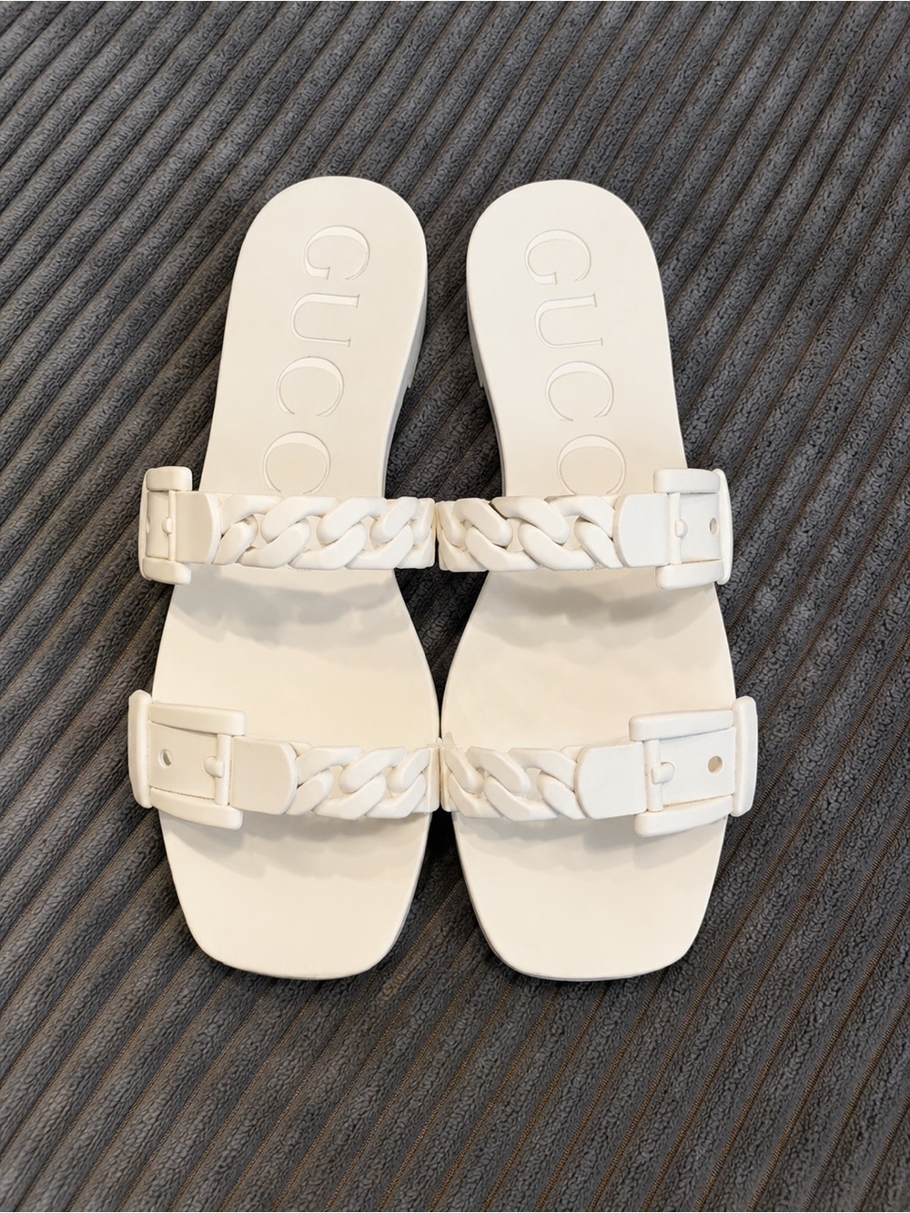 Gucci Cream Braided Double-Strap Slide Sandals